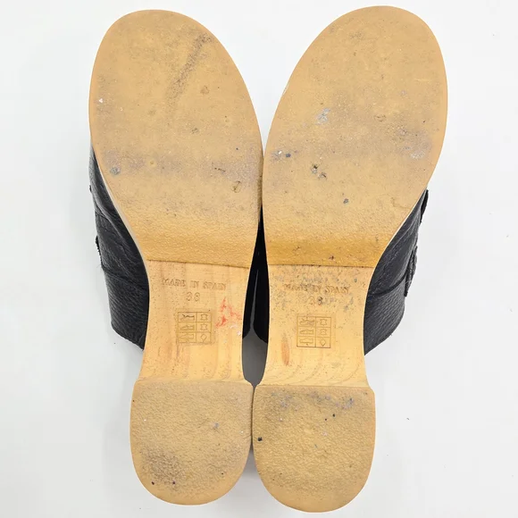 Free People Black Leather‎ Clogs with Natural Wooden Heel - Picture 12 of 14